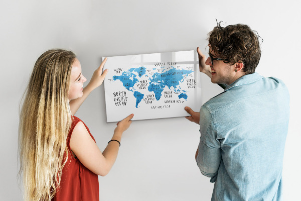 Tableau effaçable magnétique Carte du monde pour la personnalisation de photos