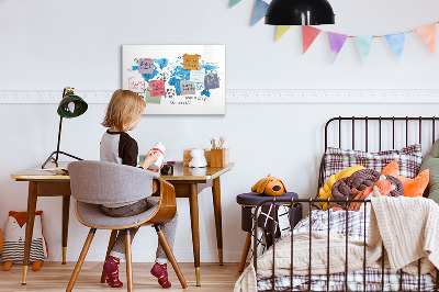 Tableau effaçable magnétique Carte du monde pour la personnalisation de photos
