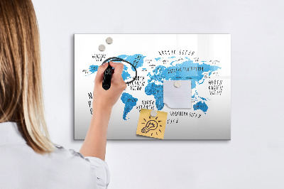 Tableau effaçable magnétique Carte du monde pour la personnalisation de photos