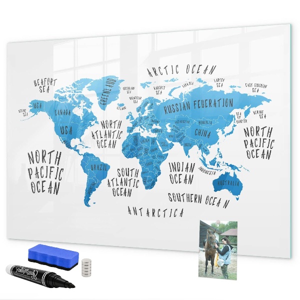 Tableau effaçable magnétique Carte du monde pour la personnalisation de photos