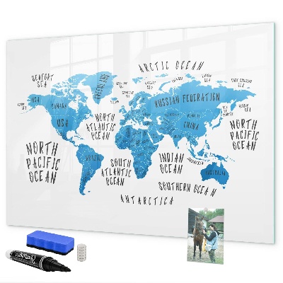 Tableau effaçable magnétique Carte du monde pour la personnalisation de photos