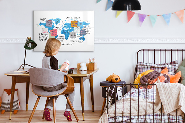 Tableau effaçable magnétique Carte du monde pour la personnalisation de photos