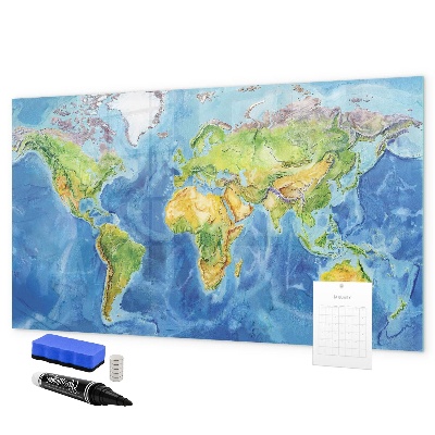 Tableau magnétique effaçable Carte du monde avec emplacements de photos