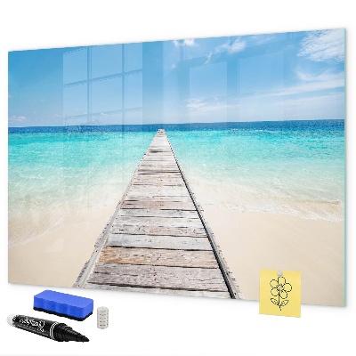 Tableau effaçable magnétique Une plage chargée de souvenirs et de photos
