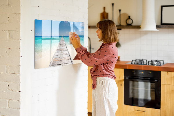 Tableau effaçable magnétique Une plage chargée de souvenirs et de photos