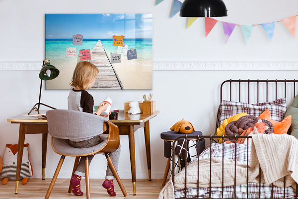 Tableau effaçable magnétique Une plage chargée de souvenirs et de photos