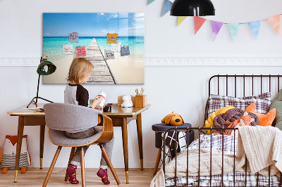 Tableau effaçable magnétique Une plage chargée de souvenirs et de photos