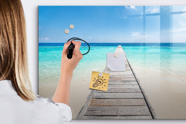 Tableau effaçable magnétique Une plage chargée de souvenirs et de photos