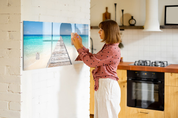 Tableau effaçable magnétique Une plage chargée de souvenirs et de photos