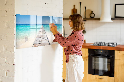 Tableau effaçable magnétique Une plage chargée de souvenirs et de photos