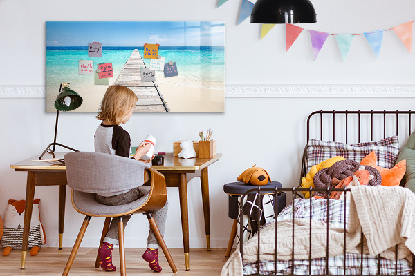 Tableau effaçable magnétique Une plage chargée de souvenirs et de photos