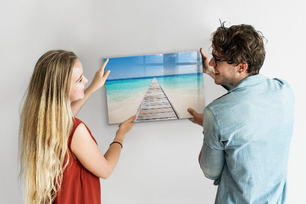 Tableau effaçable magnétique Une plage chargée de souvenirs et de photos