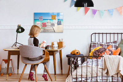 Tableau effaçable magnétique Une plage chargée de souvenirs et de photos