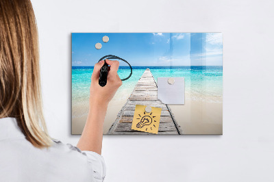 Tableau effaçable magnétique Une plage chargée de souvenirs et de photos