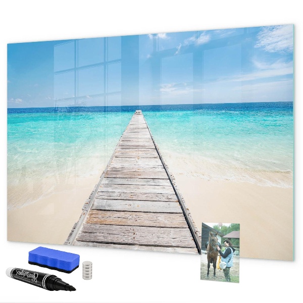 Tableau effaçable magnétique Une plage chargée de souvenirs et de photos