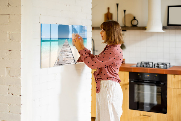 Tableau effaçable magnétique Une plage chargée de souvenirs et de photos
