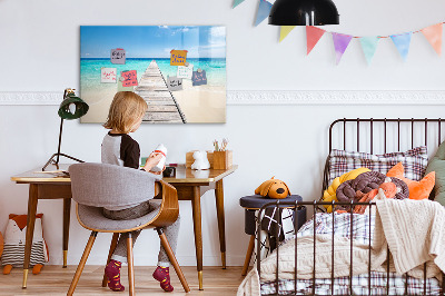 Tableau effaçable magnétique Une plage chargée de souvenirs et de photos