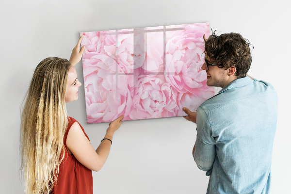Tableau magnétique effaçable Motif floral avec espace pour photos