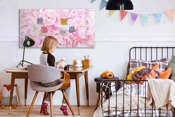 Tableau magnétique effaçable Motif floral avec espace pour photos