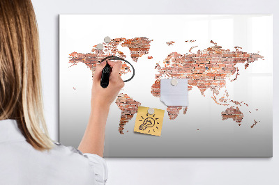 Tableau effaçable magnétique Carte du monde avec photos et notes