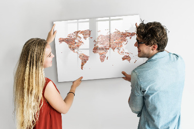 Tableau effaçable magnétique Carte du monde avec photos et notes