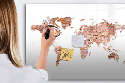 Tableau effaçable magnétique Carte du monde avec photos et notes
