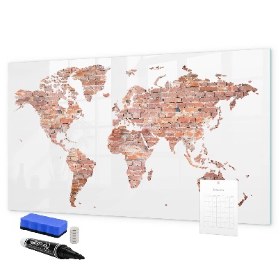 Tableau effaçable magnétique Carte du monde avec photos et notes