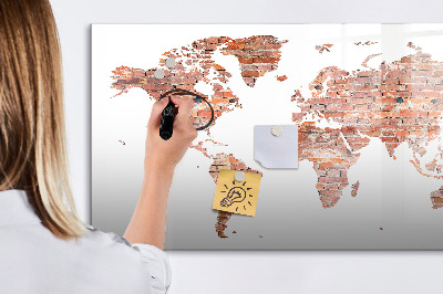 Tableau effaçable magnétique Carte du monde avec photos et notes