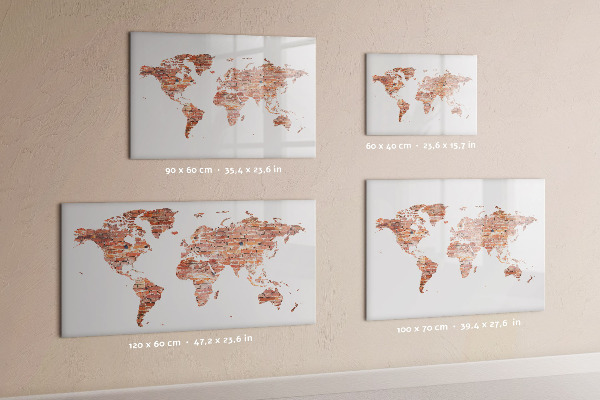 Tableau effaçable magnétique Carte du monde avec photos et notes