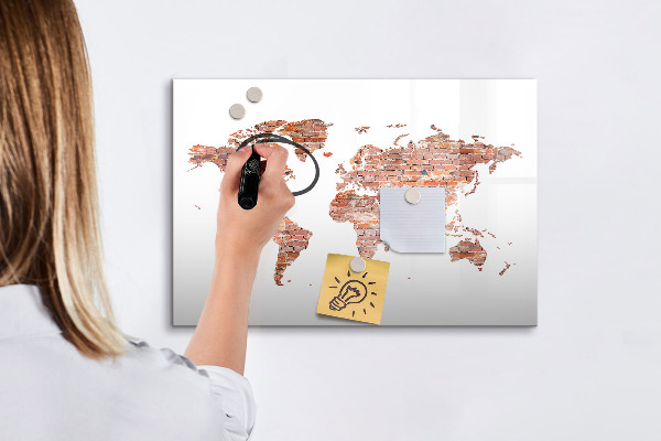 Tableau effaçable magnétique Carte du monde avec photos et notes