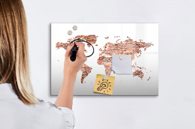 Tableau effaçable magnétique Carte du monde avec photos et notes