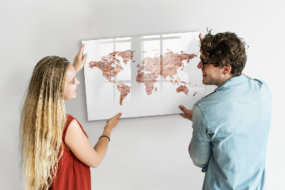 Tableau effaçable magnétique Carte du monde avec photos et notes