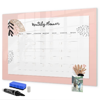 Tableau effaçable magnétique Agenda mensuel avec espace pour photos