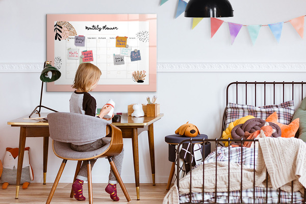 Tableau effaçable magnétique Agenda mensuel avec espace pour photos