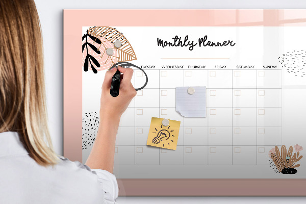 Tableau effaçable magnétique Agenda mensuel avec espace pour photos