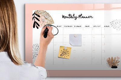 Tableau effaçable magnétique Agenda mensuel avec espace pour photos