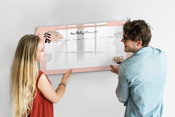 Tableau effaçable magnétique Agenda mensuel avec espace pour photos