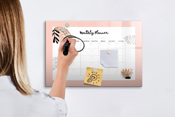 Tableau effaçable magnétique Agenda mensuel avec espace pour photos
