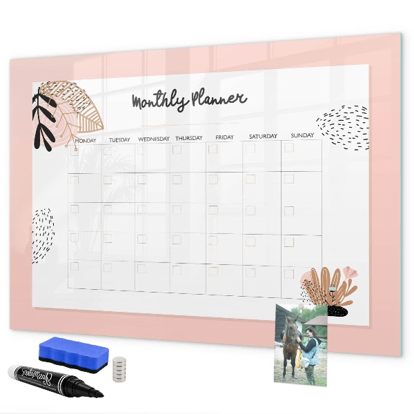 Tableau effaçable magnétique Agenda mensuel avec espace pour photos