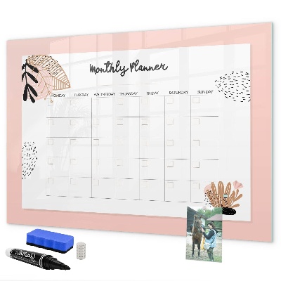 Tableau effaçable magnétique Agenda mensuel avec espace pour photos