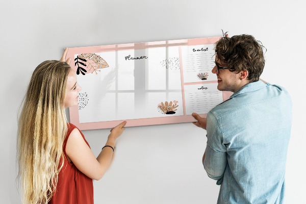 Tableau magnétique effaçable Agenda avec espace pour photos