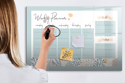 Tableau effaçable magnétique Agenda hebdomadaire avec espace pour photos