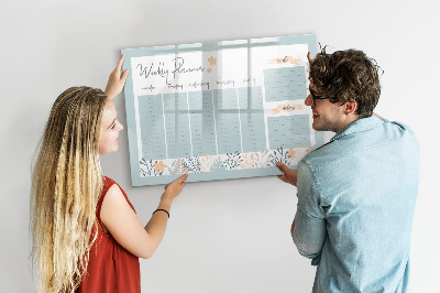 Tableau effaçable magnétique Agenda hebdomadaire avec espace pour photos