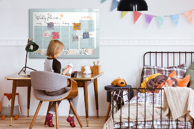 Tableau effaçable magnétique Agenda hebdomadaire avec espace pour photos