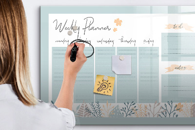 Tableau effaçable magnétique Agenda hebdomadaire avec espace pour photos