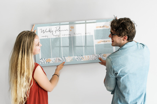 Tableau effaçable magnétique Agenda hebdomadaire avec espace pour photos