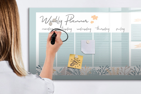 Tableau effaçable magnétique Agenda hebdomadaire avec espace pour photos