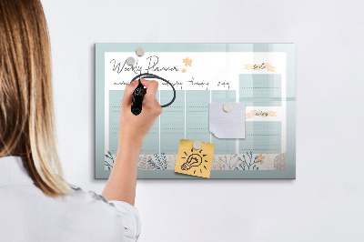 Tableau effaçable magnétique Agenda hebdomadaire avec espace pour photos