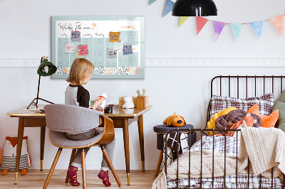 Tableau effaçable magnétique Agenda hebdomadaire avec espace pour photos