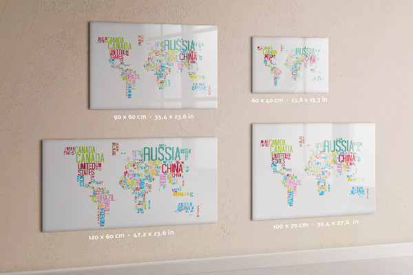 Tableau effaçable magnétique Une carte du monde avec des souvenirs personnels